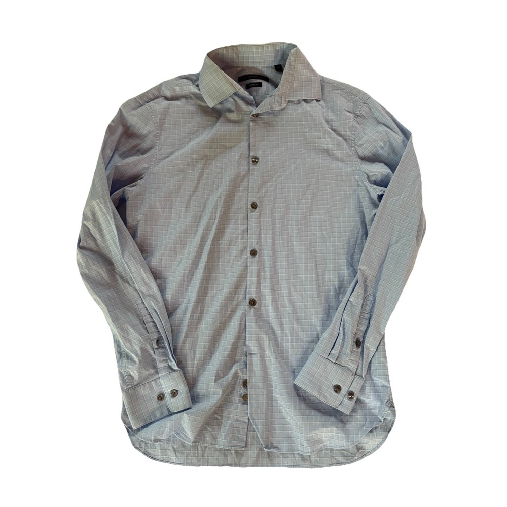 John Varvatos USA Shirt Mens 15.5R Blue Long Sleeve Striped Button Up